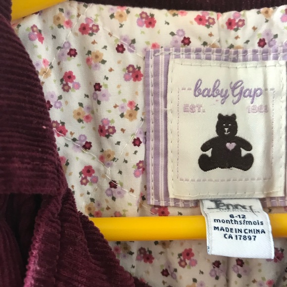 Baby Gap - 6-12M - Burgundy-purple Corduroy peacoat - VGUC - Picture 5 of 5